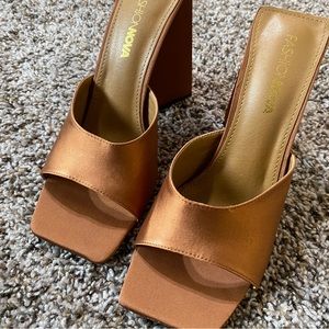 Rust Brown Heel Platform/Mules